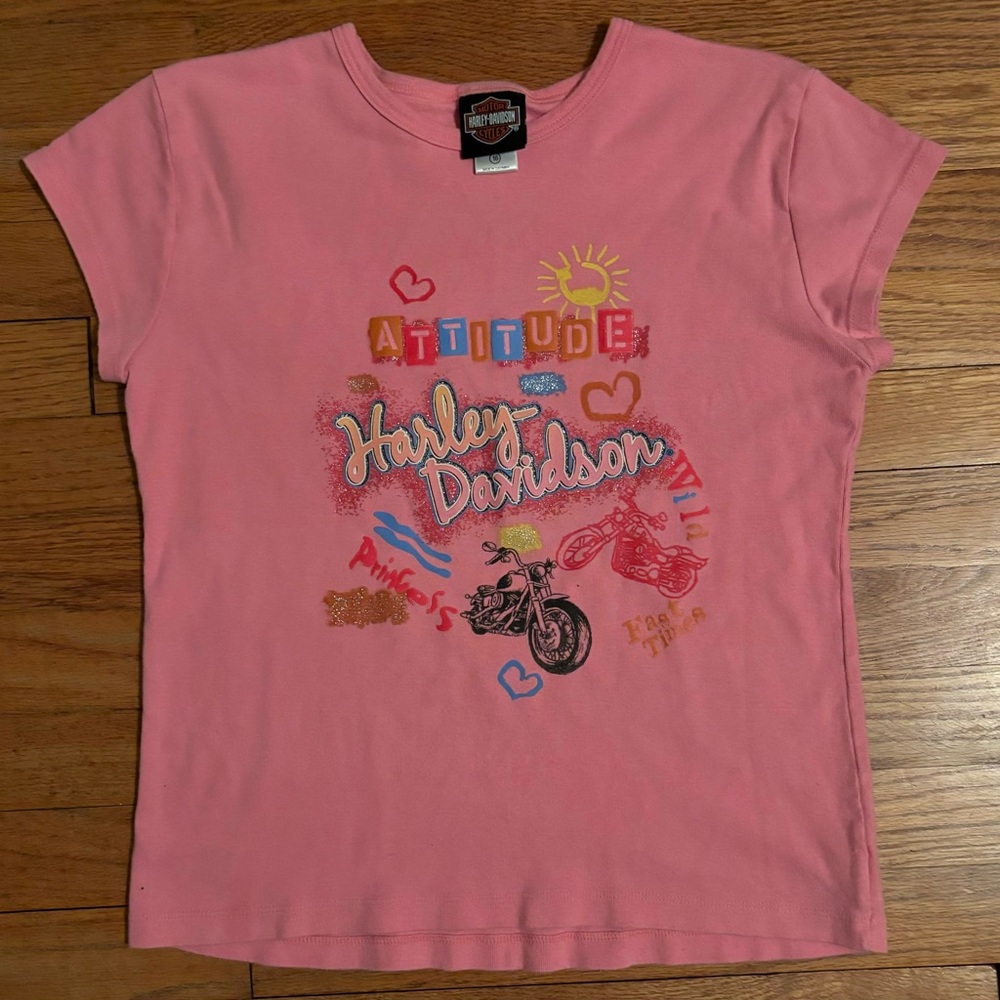 ~cute pink Harley Davidson baby tee~